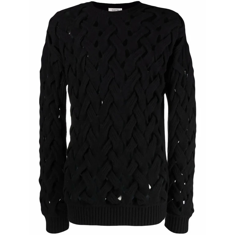 Valentino Garavani Woven Knitted Crew-Neck Jumper