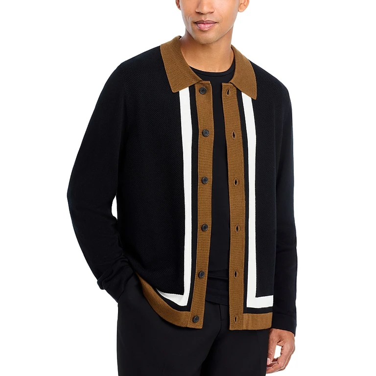 Hugo Color Blocked Button Sweater