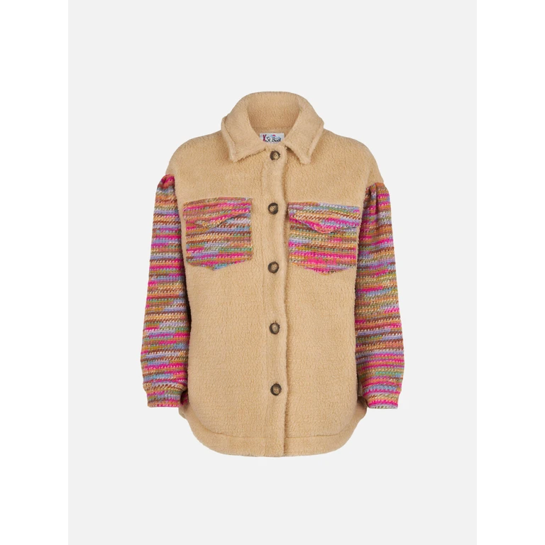Mc2 Saint Barth Beige Overshirt Elys With Crochet Sleeves __single__ Jacket