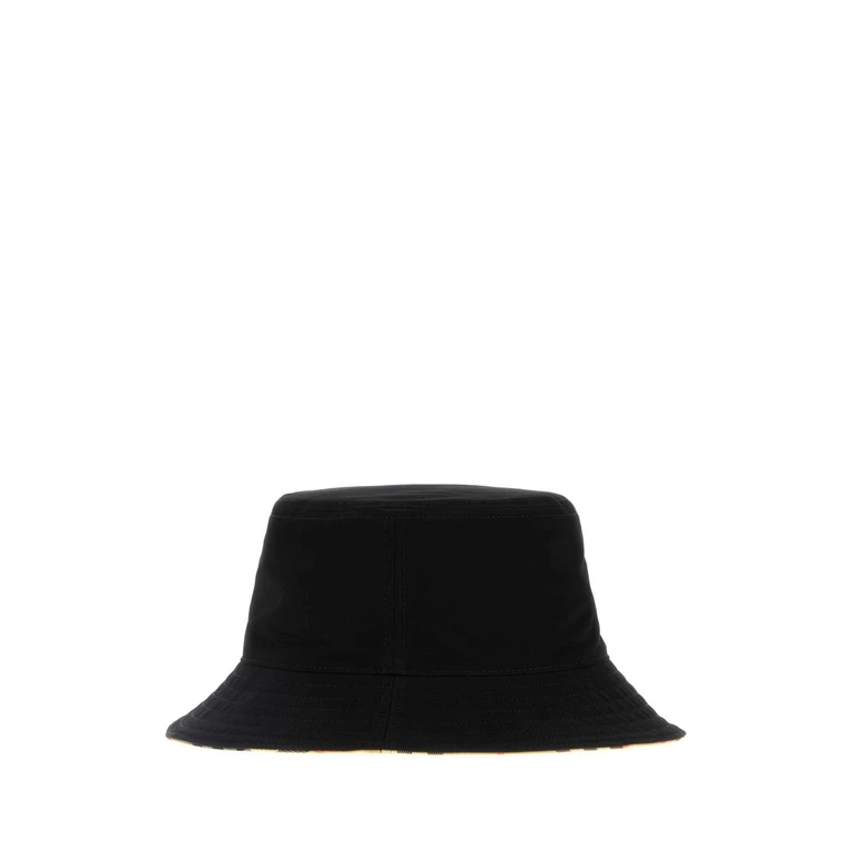 Burberry Black Gabardine Bucket Hat Blacksand Cotton Cappelli E Fasce Per Capelli - Unisex
