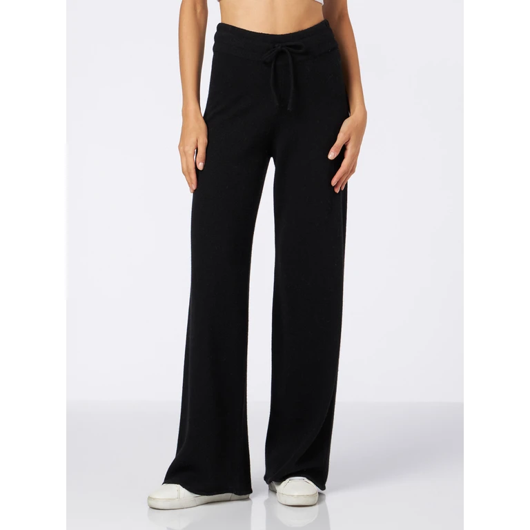 Mc2 Saint Barth Knitted Black Palazzo Pants Savine - Women