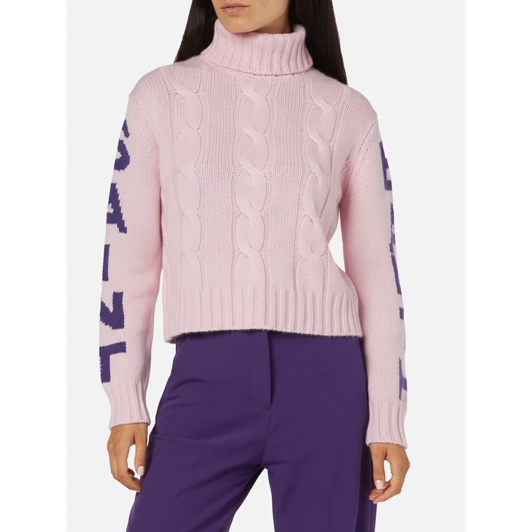 MC2 Saint Barth Woman Turtleneck Braided Sweater With Saint Barth Jacquard