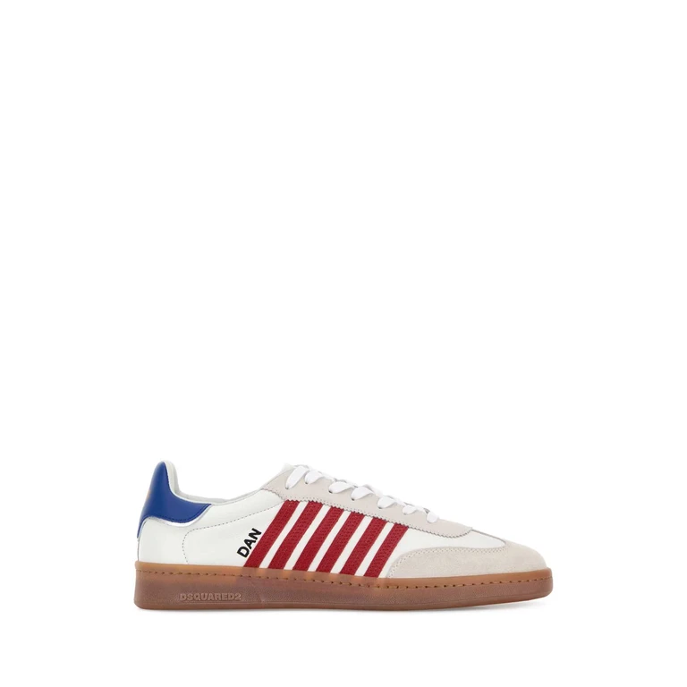 Dsquared2 White Leather Boxer Sneakers Biancorossoblu - Men