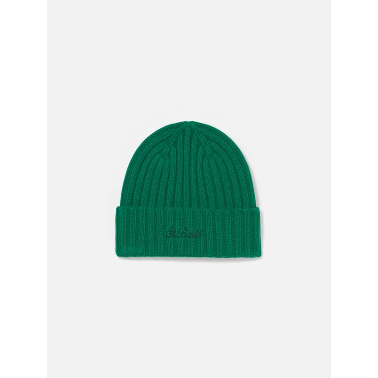 Mc2 Saint Barth Wengen Green Beanie With Embroidery - Unisex