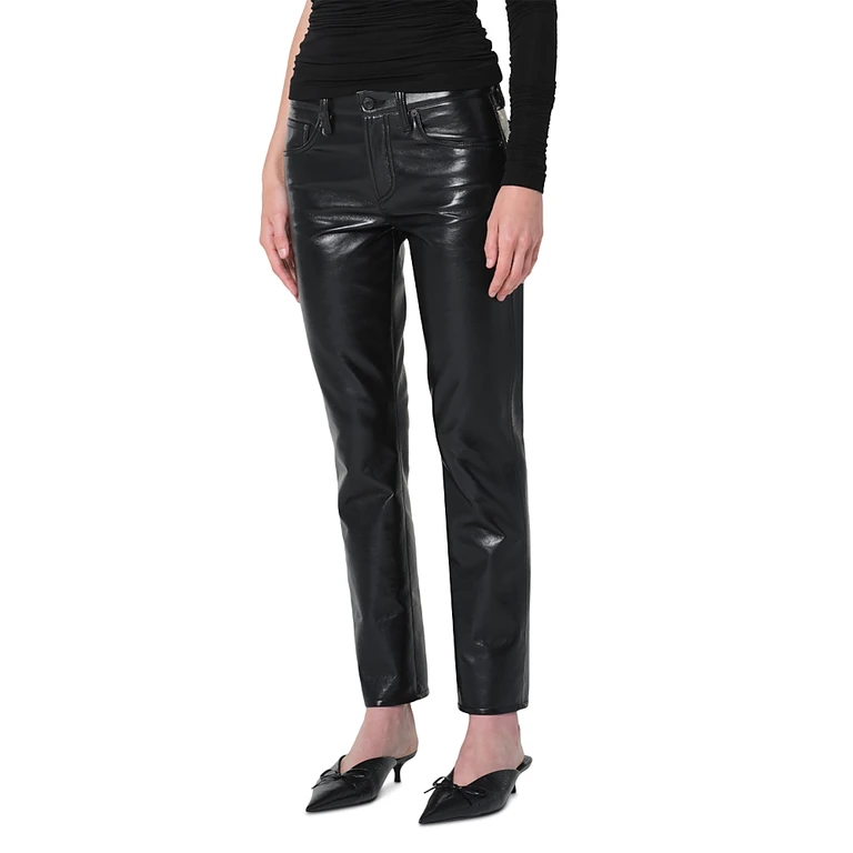 Agolde Cocktail Low Rise Leather Ankle Jeans in Detox