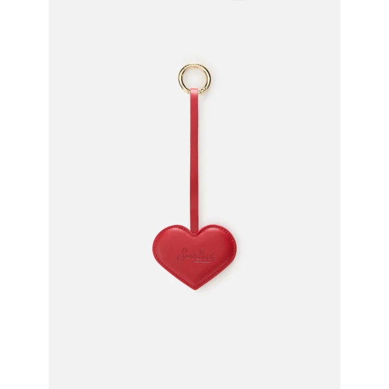 Mc2 Saint Barth Heart Bag Charm Red Leather Small Accessories - Unisex