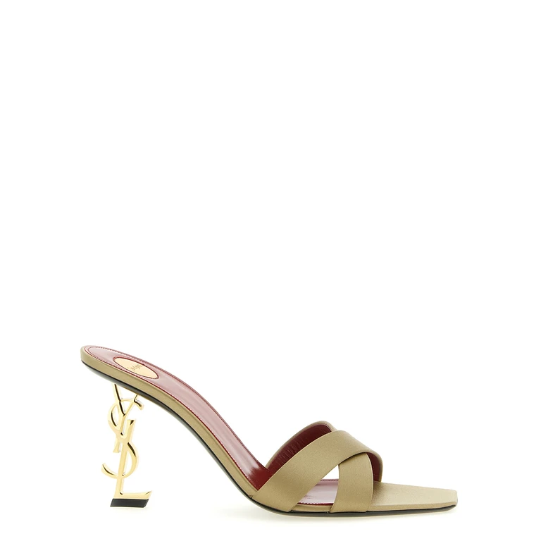 Saint Laurent Bicolor Viscose Stiletto Heel Sandals - Women