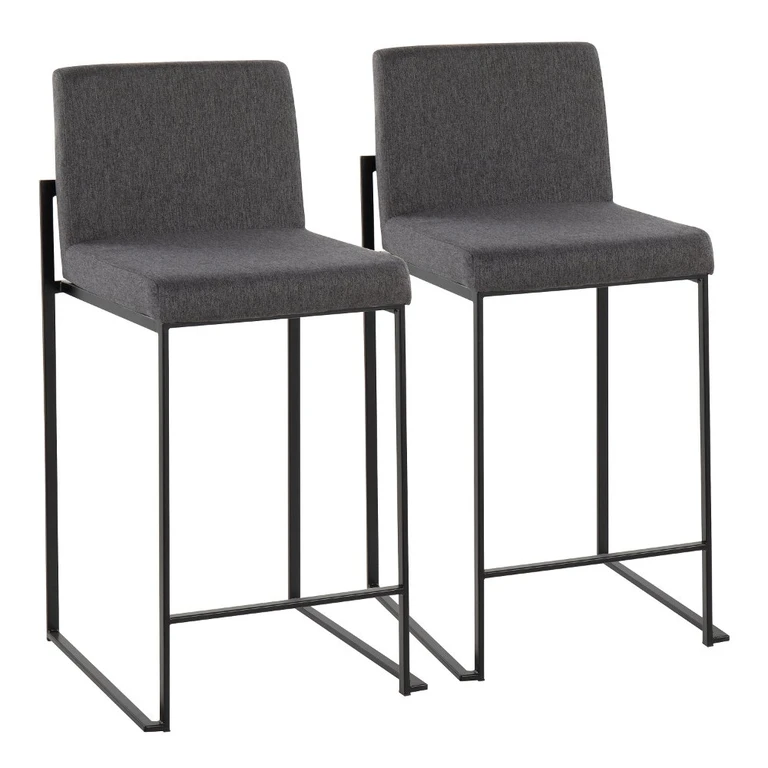 Fuji Black and Charcoal Counter Height Stool, Set of 2