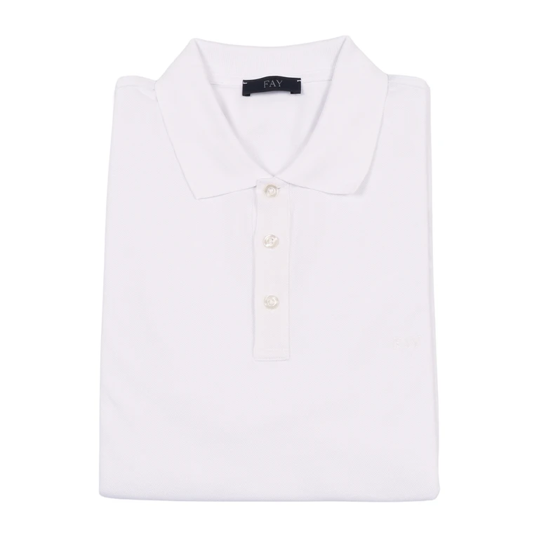 Fay PIQUET STRETCH POLO White Cotton Elastane Shirt - Men
