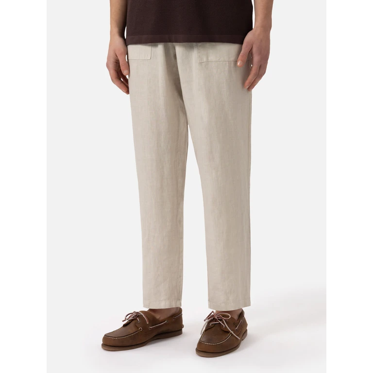Mc2 Saint Barth Off-White Linen Pants Calais With Drawstring - Men