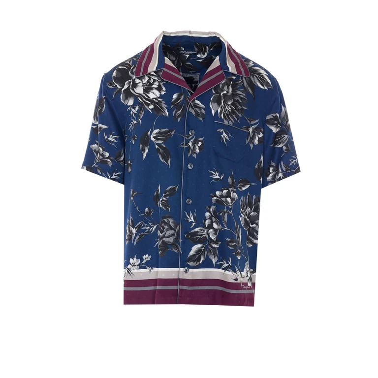 Dolce & Gabbana Blue And Red Silk Shirt
