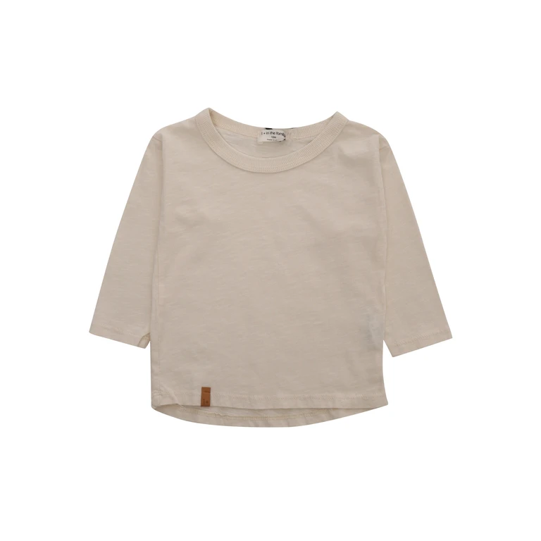 One More In The Family Beige sweater White Cotton Long Sleeves T-shirt