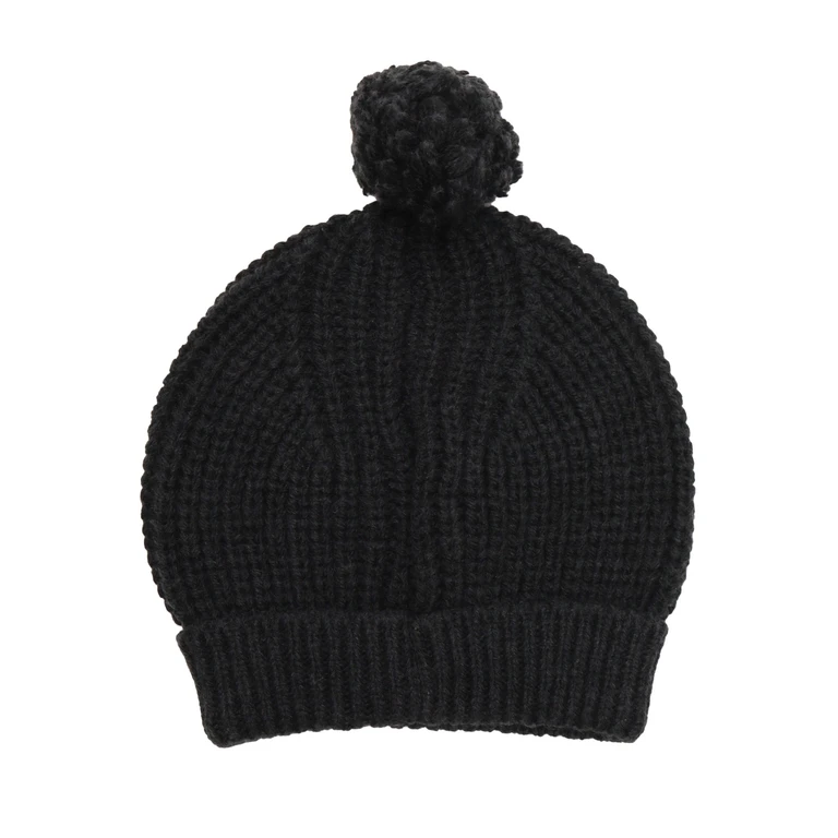One More In The Family Pom-Pom Beanie Grey Merino Wool Acrylic Hat - Unisex