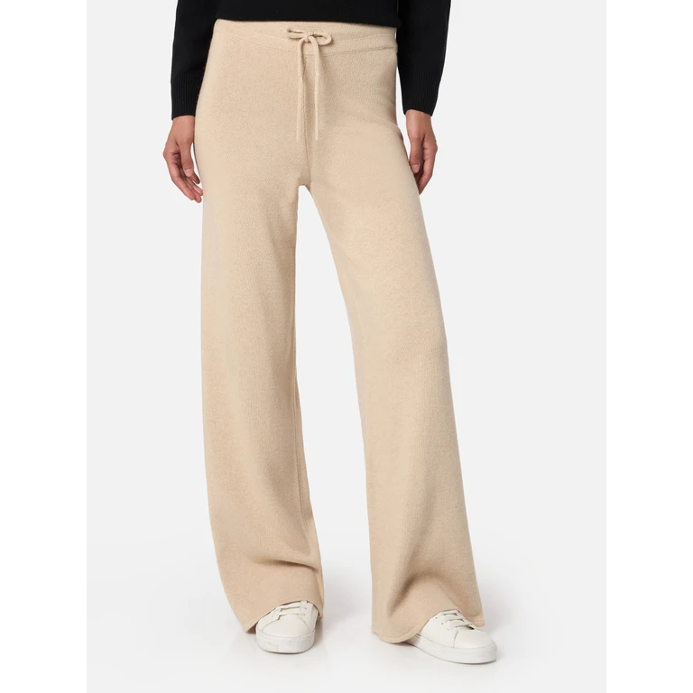 Mc2 Saint Barth Cambon Beige Cashmere Blend Knit Pants Brown - Women