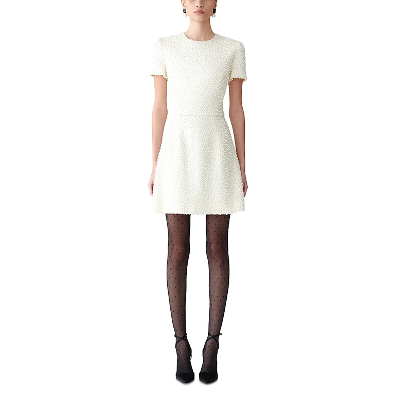 Carolina Herrera Embellished Short Sleeve Dress