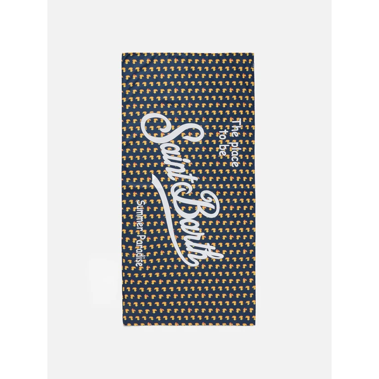 Mc2 Saint Barth Aidan Beach Towel With Ducky Print And Logo Blue - Unisex