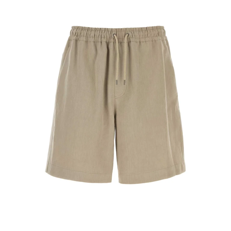 Giorgio Armani Dove Grey Linen Bermuda Shorts Corda Exterior: Cotton - Men