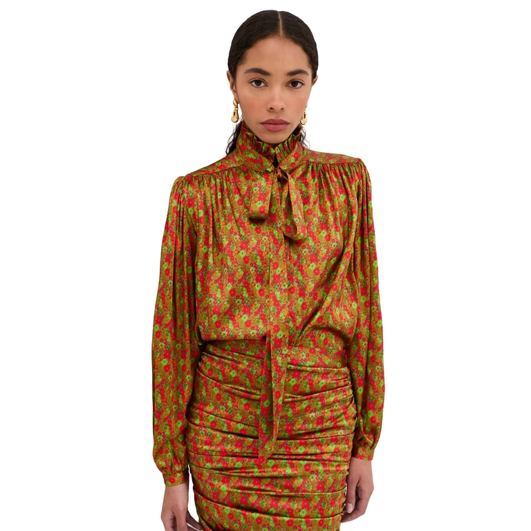 FRANÇOISE Maria Silk Blouse Floral Red 34