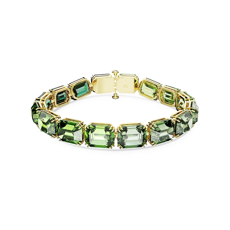 Swarovski Millenia Green Color Gradient Octagon Crystal Flex Bracelet in Gold Tone