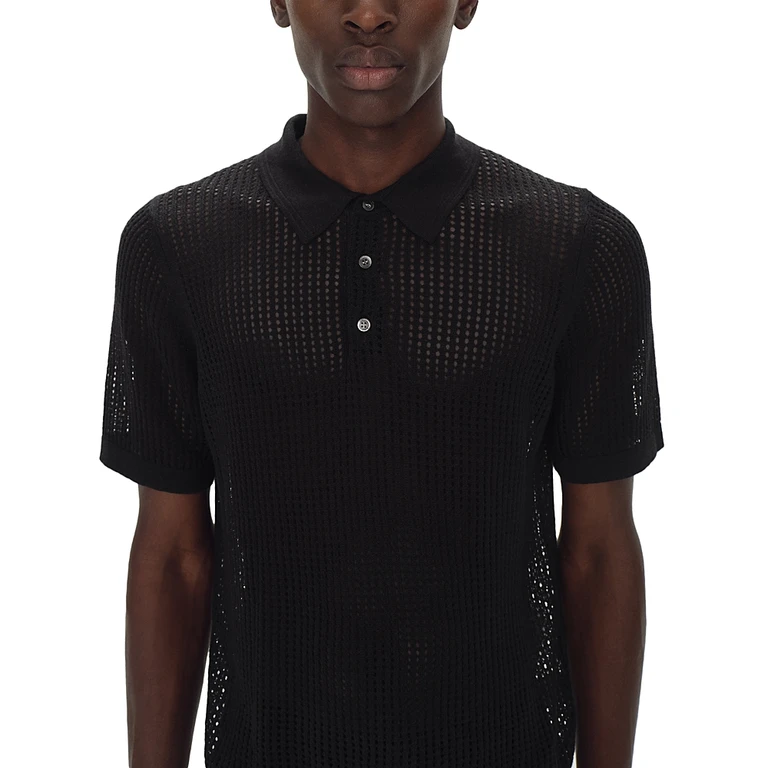 Simkhai Jeremiah Perforated Polo Sweater