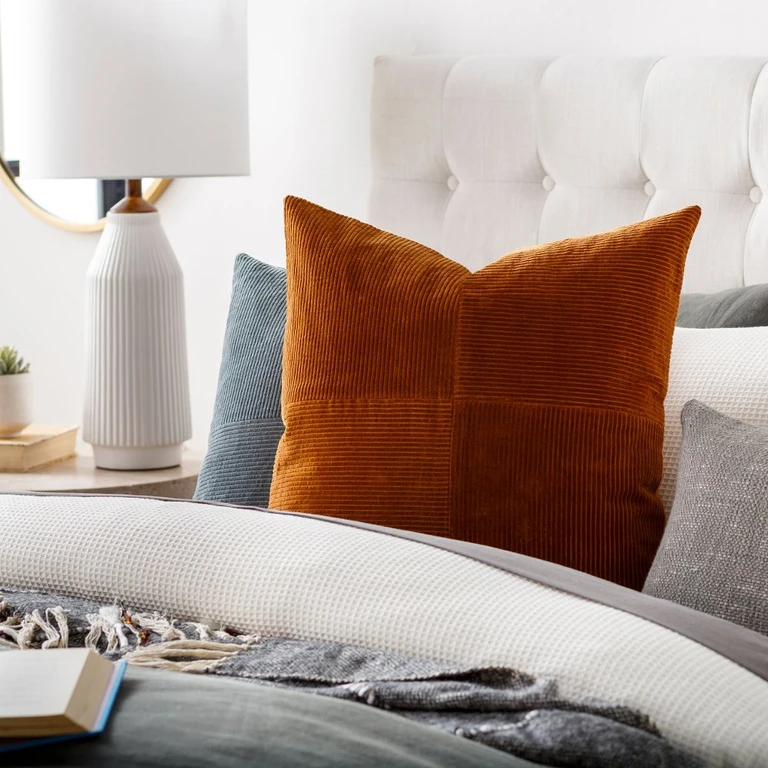 Corduroy Quarters Rust Accent Pillow