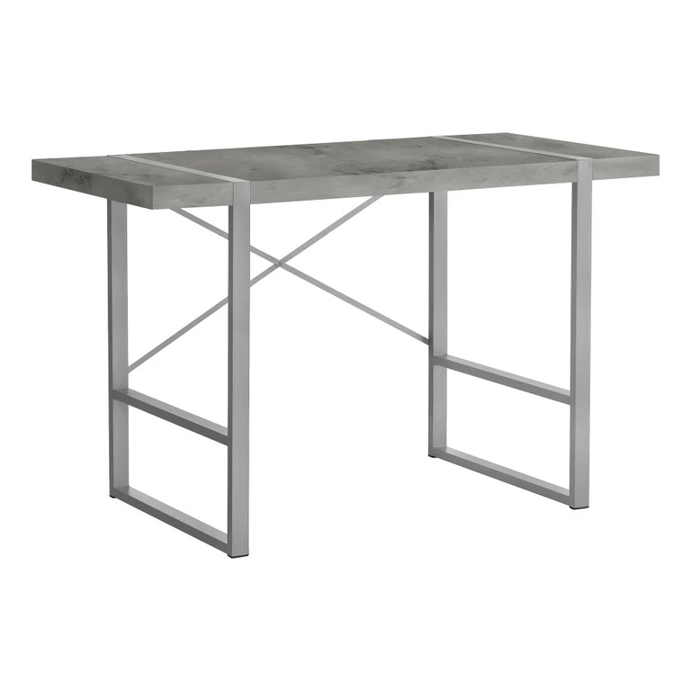 Concrete and Silver Thick Panel Computer Desk