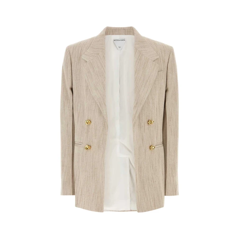 Bottega Veneta Melange Sand Viscose Blend Blazer Greyputty Giacche E Gilet - Women