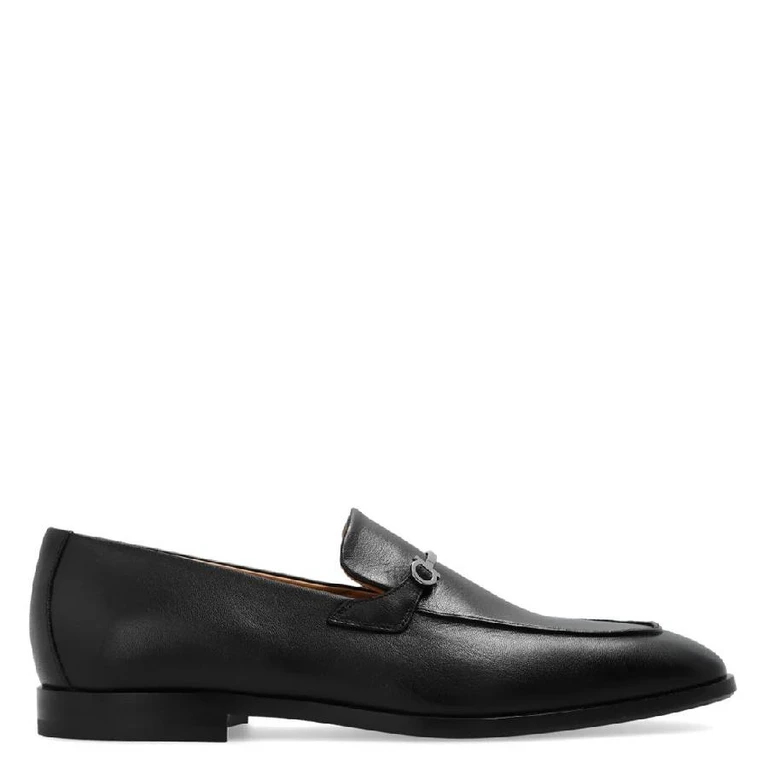 Ferragamo Black Fedro Gancini Ornament Moccasin