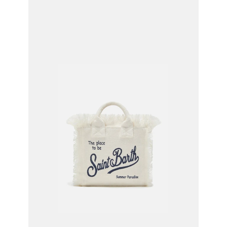 Mc2 Saint Barth White Solid Color Linen Vanity Mini Bag With Removable Strap __single__ - Unisex