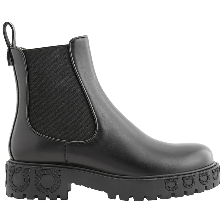 Salvatore Ferragamo Ladies Black Leather Gancini Sole Ankle Boot
