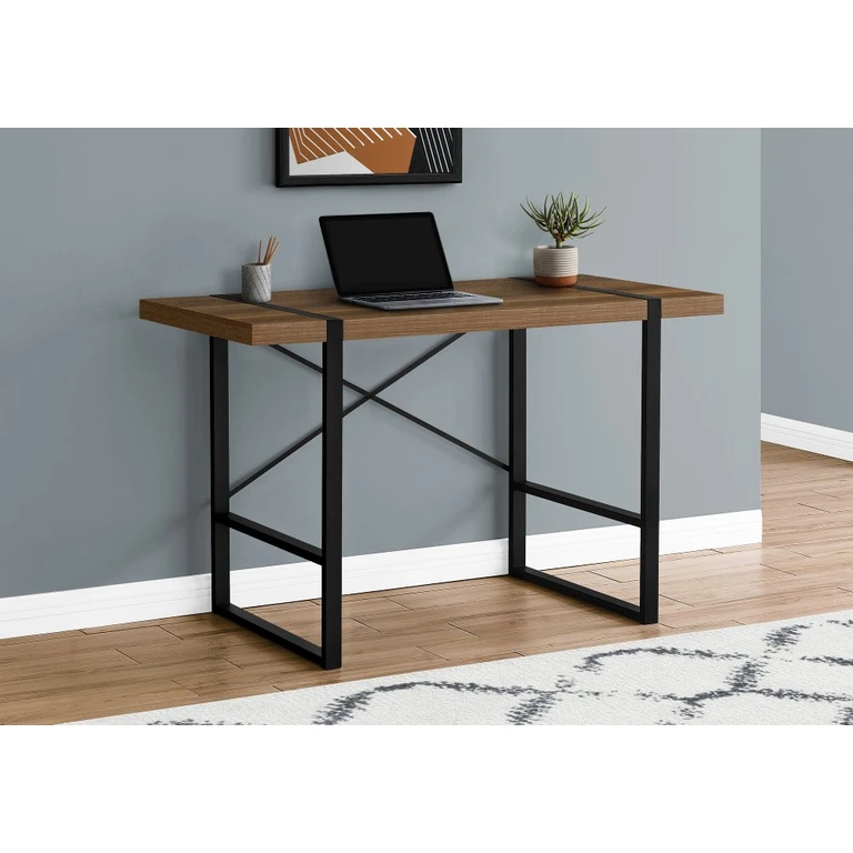 Industrial 48 Inch Walnut Computer Desk