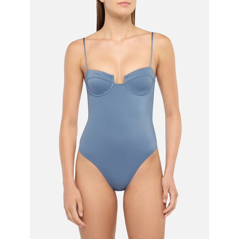 Mc2 Saint Barth Medea Shimmer Avio Blue Underwired One-Piece Swimsuit Sky One Piece - Women