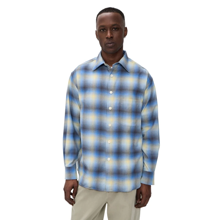Aaron Levine Shadow Flannel Shirt Sapphire L
