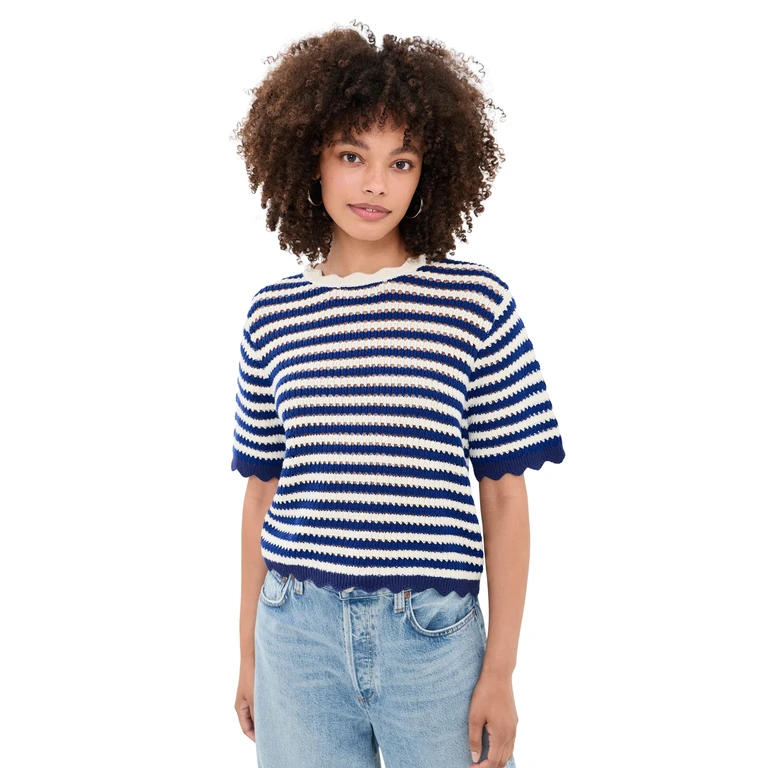 Birds of Paradis Jules Sweater T-Shirt Nvy w/ Aw Stripe XS