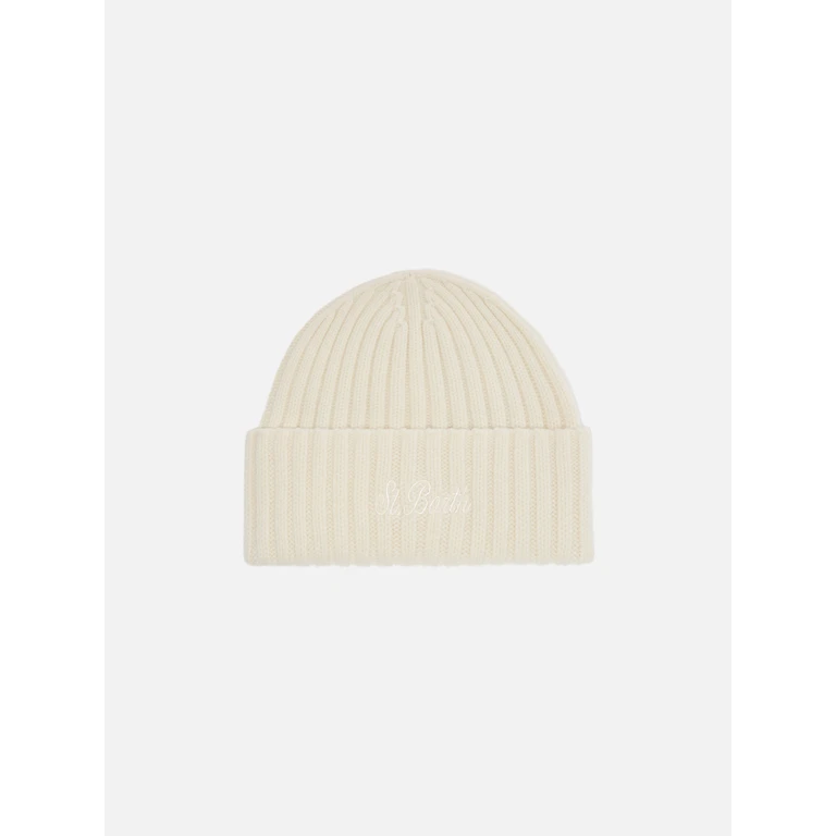 Mc2 Saint Barth Wool Wengen Beanie White Hat - Unisex