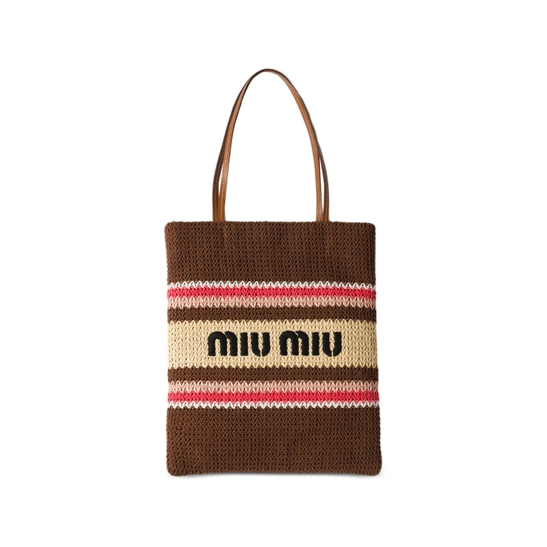 Miu Miu Raffia-effect Woven Tote Bag