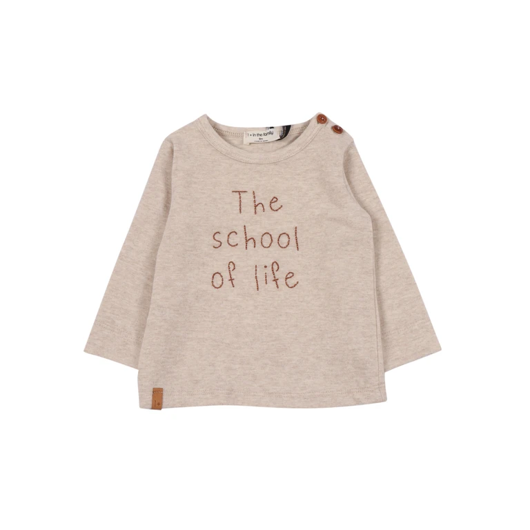 One More In The Family Embroidered T-Shirt Beige Cotton Acetate Elastane Short Sleeves