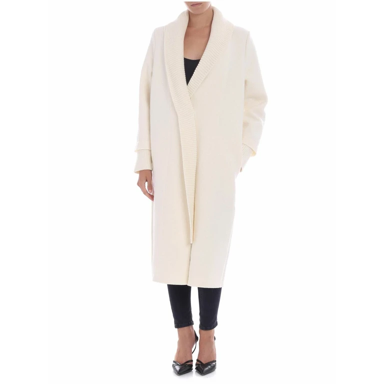 Fuzzi Manteau Au Genou - Crème