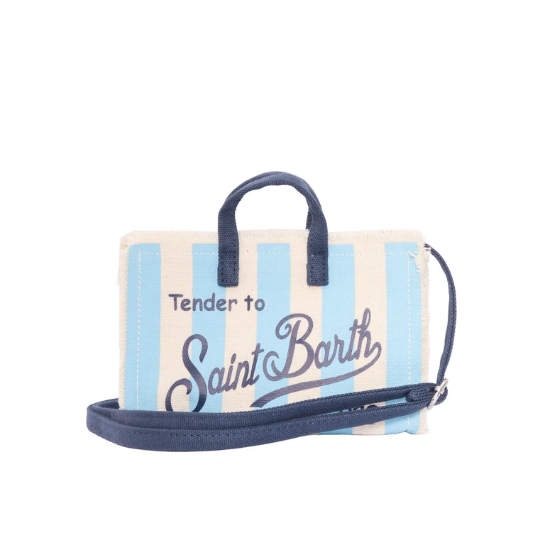 Mc2 Saint Barth Phone Bag-Stripes Pop V 31 Light Blue Cotton Handbag