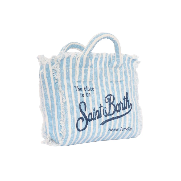 Mc2 Saint Barth Vanity Mini Linen-Linen Stripes V 31 Light Blue Handbag