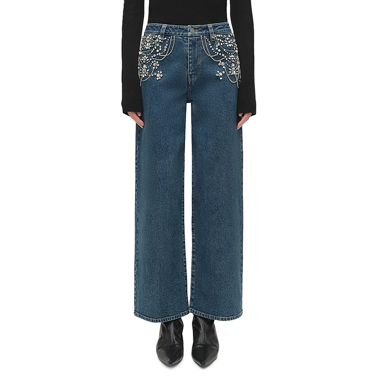 Simkhai Jude Mid Rise Embellished Jeans in Solana