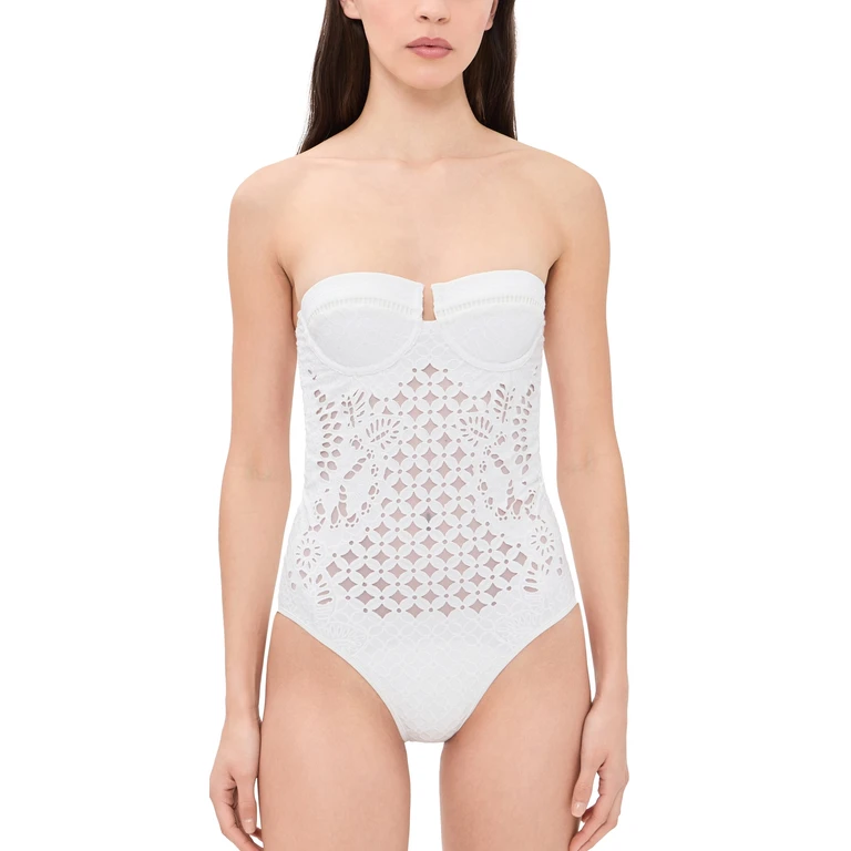 Zimmermann Indra Embroidery One Piece Ivory 0 C/D