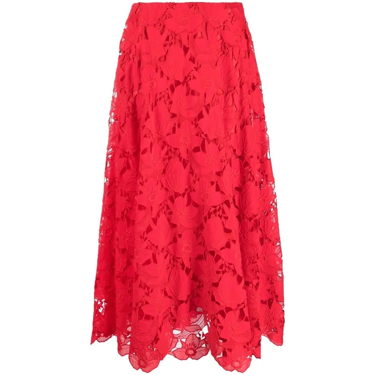 Valentino Garavani Floral-Lace Midi Skirt