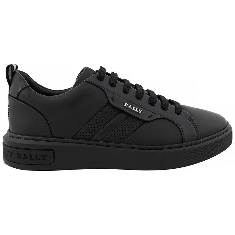 Bally Mens Maxim Black Leather Sneakers