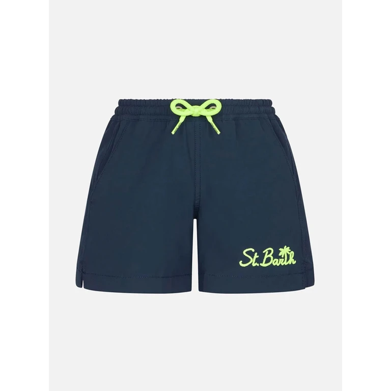 Mc2 Saint Barth Boy Comfort Navy Blue Swim Shorts Swimshort