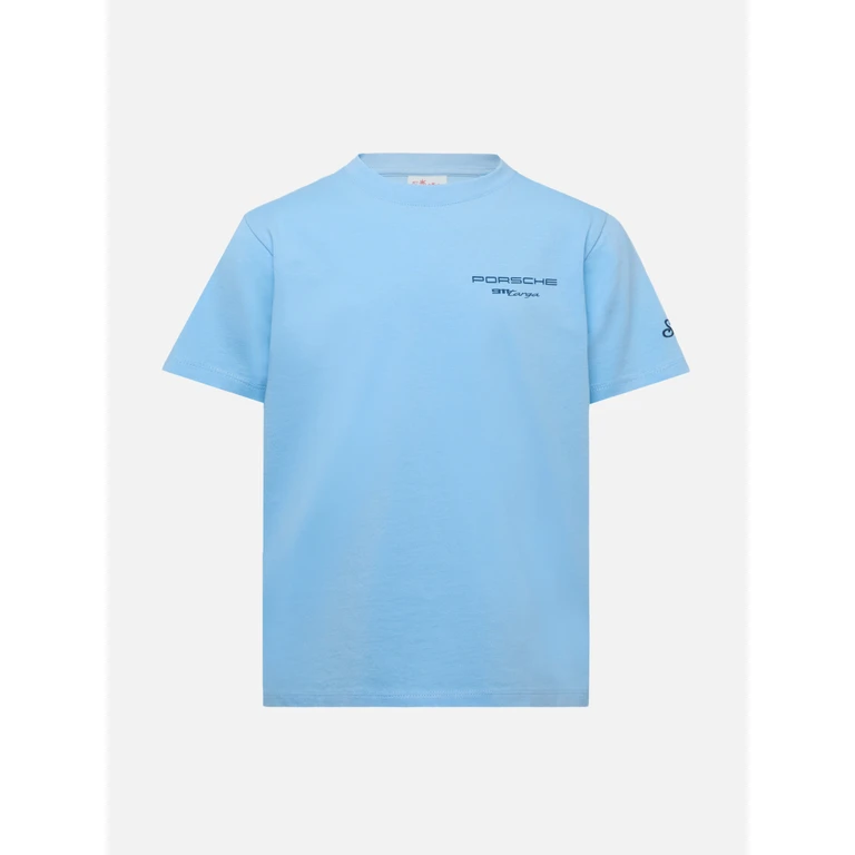 Mc2 Saint Barth Cotton T-Shirt With Porsche Carrera Print Special Edition Blue