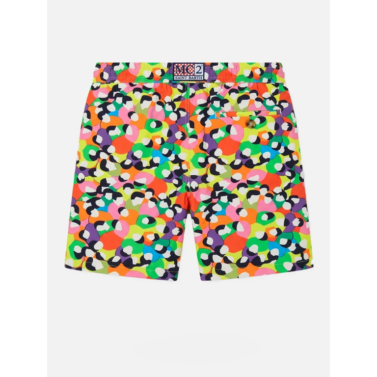 Mc2 Saint Barth Blue Lighting Swim Shorts With Lodola Print Special Edition Swimshort - Men