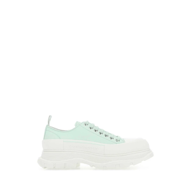 Alexander McQueen Sea Green Leather Tread Slick Sneakers 4615 - Men