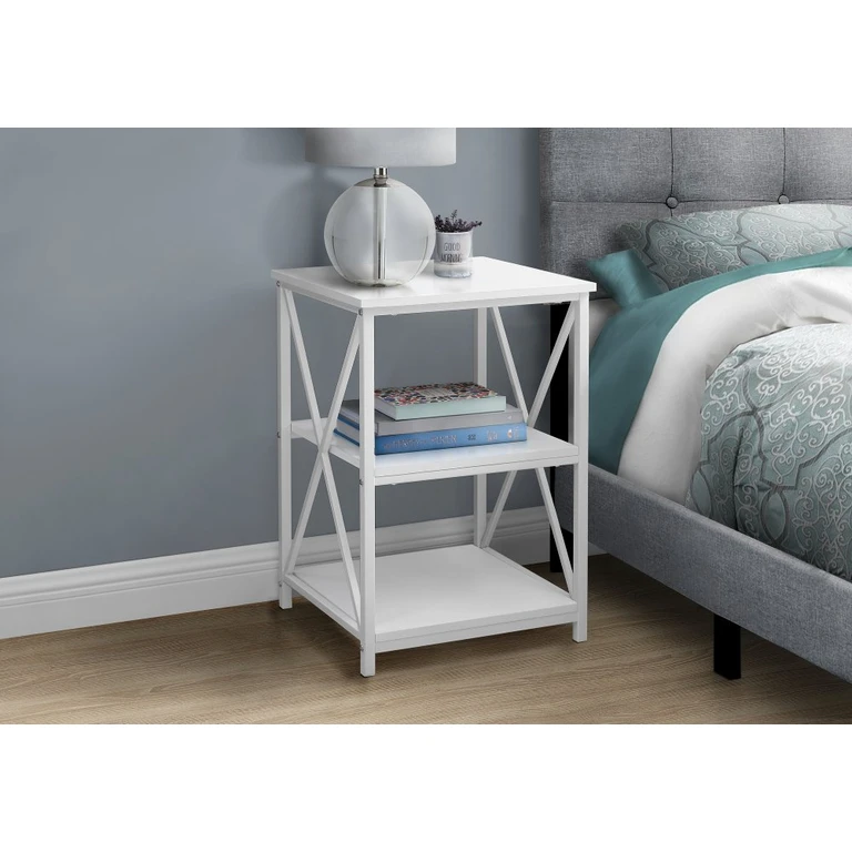 Contemporary White End Table - X Frame