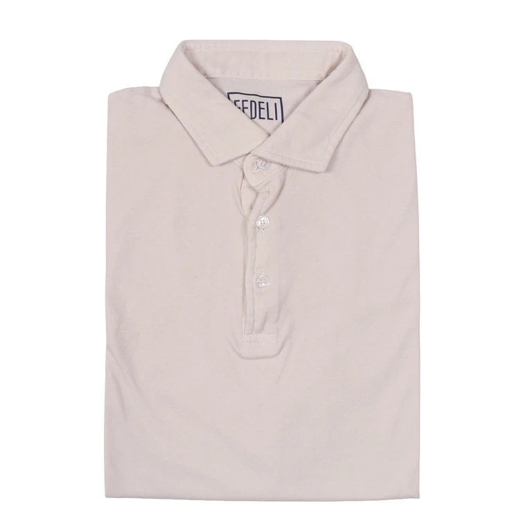 Fedeli Polo-Shirt S-S Knitted Man Beige Cotton Polo Shirt - Men